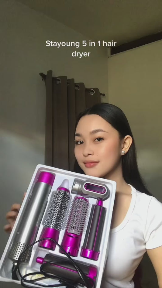 5 in 1 Multifunctional Hair Dryer Styling Tool, Detachable 5-in-1 Multi-Head Hot Air Comb, The Negative Ion Automatic Suction Hair Curler